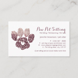 Hart Liefde Quartz Pet Sitter Grooming Paw Visitekaartje
