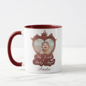 Hart Lijst Baby Foto Kleine Engel Rood Keepsake Mok (Links)