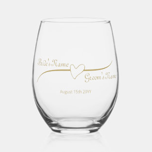 Hart Link Gold Bruiloft Jubileum Verloving Wijnglas Zonder Voet