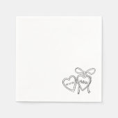Hart Locket & Bow Illustratie Custom Wedding Servet (Voorkant)