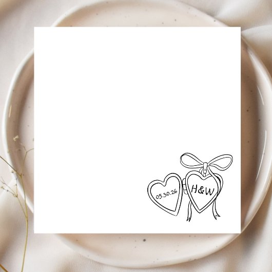Hart Locket & Bow Illustratie Custom Wedding Servet