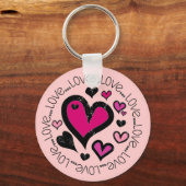 Hart Love Love Love Sleutelhanger (Voorkant)