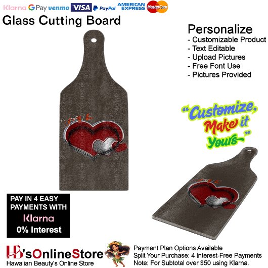 Hart Magisch Bruin Glas Snijplank Paddle