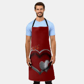 Hart Magisch Rood Groot Schort (Gedragen)