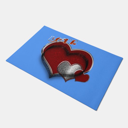 Hart Magische Deurmat met Lichtblauwe Achtergrond (Schuin)