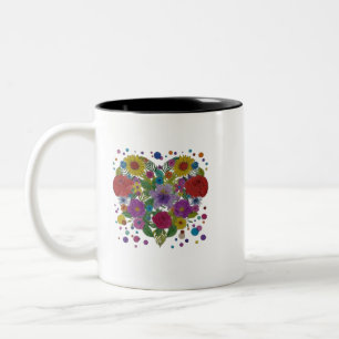 Hart Mandala Tweekleurige Mok Boho Bloem Coffee