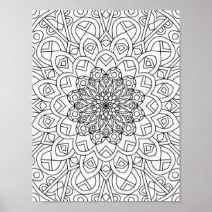 Hart Mandala Volwassen Kleuren Doodle Kleur Dit Poster