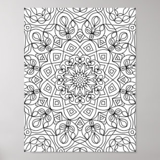 Hart Mandala Volwassen Kleuren Doodle Kleur Dit Poster