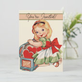 Hart Meisje Kind Retro Schattige Kinderen Kaart (Staand voorkant)