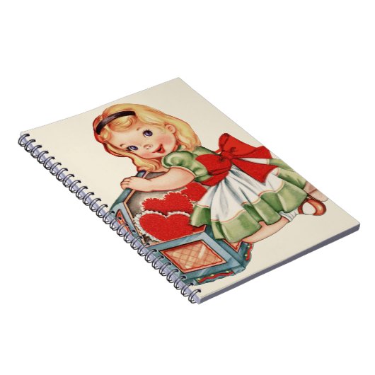 Hart Meisje Kind Retro Schattige Kinderen Notitieboek (Rechterzijde)