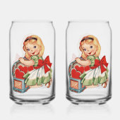 Hart Meisje Kind Retro Schattigee Kinderen Blikvorm Glas (Voorkant)