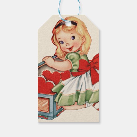 Hart Meisje Kind Retro Schattigee Kinderen Cadeaulabel (Achterkant)