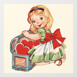 Hart Meisje Kind Retro Schattigee Kinderen Raamsticker