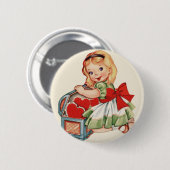 Hart Meisje Kind Retro Schattigee Kinderen Ronde Button 5,7 Cm (Voorkant /achterkant)