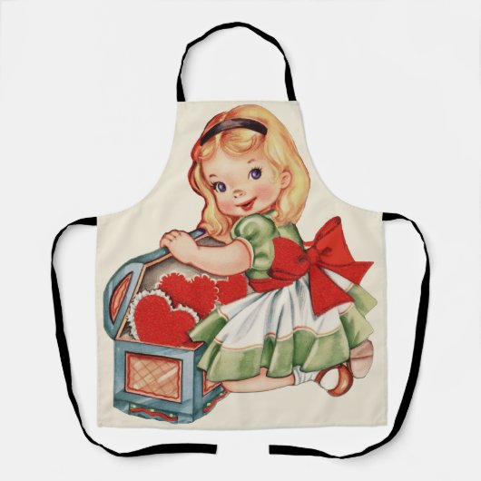 Hart Meisje Kind Retro Schattigee Kinderen Schort (Voorkant)