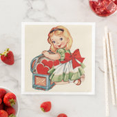 Hart Meisje Kind Retro Schattigee Kinderen Servet (Insitu)