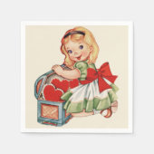 Hart Meisje Kind Retro Schattigee Kinderen Servet (Voorkant)