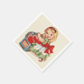 Hart Meisje Kind Retro Schattigee Kinderen Servet (Hoek)