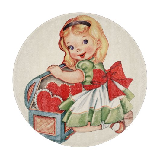 Hart Meisje Kind Retro Schattigee Kinderen Snijplank (Voorkant)