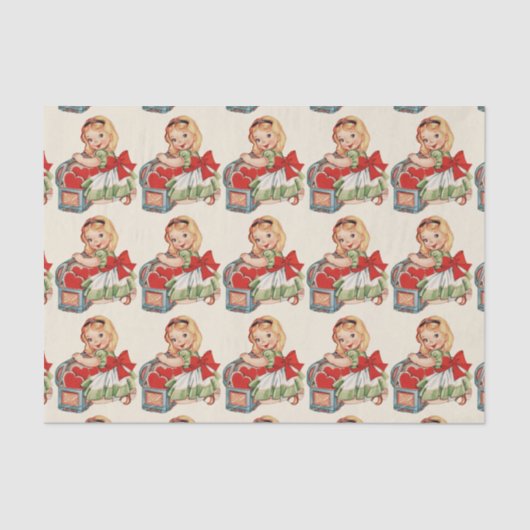 Hart Meisje Kind Retro Schattigee Kinderen Tissuepapier (Voorkant)