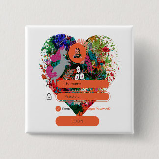 Hart met aanmelding vierkante button 5,1 cm