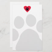 Hart met afdrukken van Paw Briefpapier (Voorkant / Achterkant)