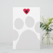Hart met afdrukken van Paw Briefpapier (Staand voorkant)