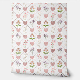 Hart met bloemen behang