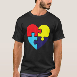 Hart Met Een Meerkleurige Autisme Puzzelstuk T-shirt