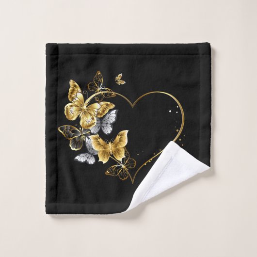 Hart met gouden vlinders bad handdoek (Wasdoekje)