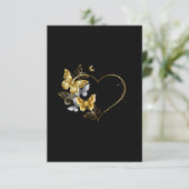 Hart met gouden vlinders bedankkaart (Staand voorkant)