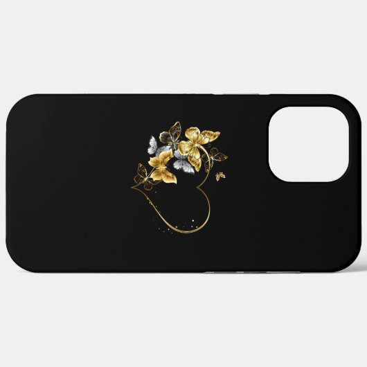 Hart met gouden vlinders Case-Mate iPhone case (Achterkant (horizontaal))