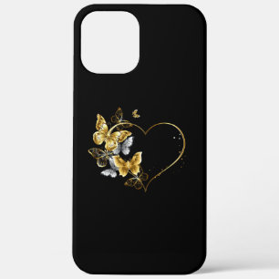 Hart met gouden vlinders iPhone 12 pro max hoesje