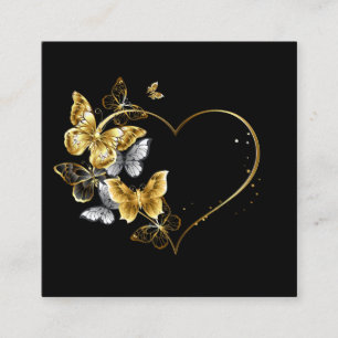 Hart met gouden vlinders contactkaartje
