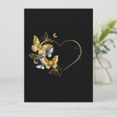 Hart met gouden vlinders feestdagenkaart (Staand voorkant)