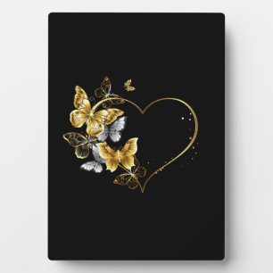 Hart met gouden vlinders fotoplaat
