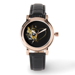 Hart met gouden vlinders horloge