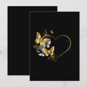 Hart met gouden vlinders informatiekaartje (Voorkant / Achterkant)