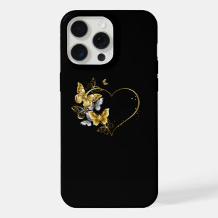 Hart met gouden vlinders iPhone 15 pro max hoesje