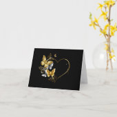Hart met gouden vlinders kaart (Gele Bloem)