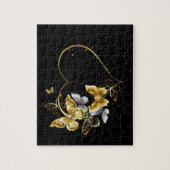 Hart met gouden vlinders legpuzzel (Verticaal)