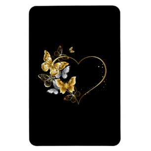 Hart met gouden vlinders magneet