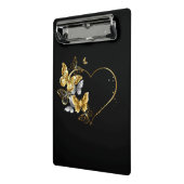 Hart met gouden vlinders mini klembord (Angled2)