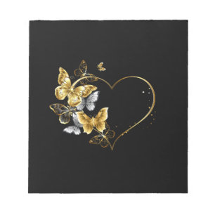 Hart met gouden vlinders notitieblok