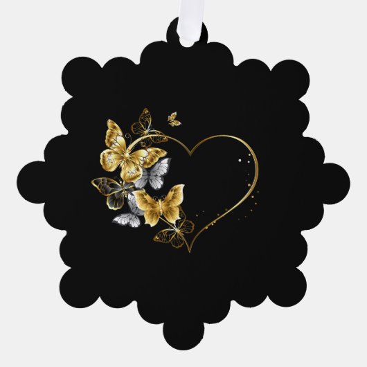 Hart met gouden vlinders ornament kaart (Voorkant)
