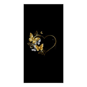Hart met gouden vlinders perfect poster