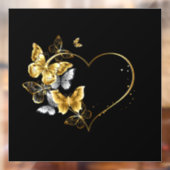 Hart met gouden vlinders raamsticker (Vel 2)