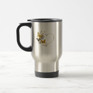 Hart met gouden vlinders reisbeker