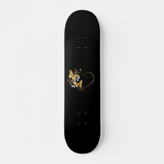 Hart met gouden vlinders skateboard (Voorkant)