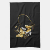 Hart met gouden vlinders theedoek (Verticaal)